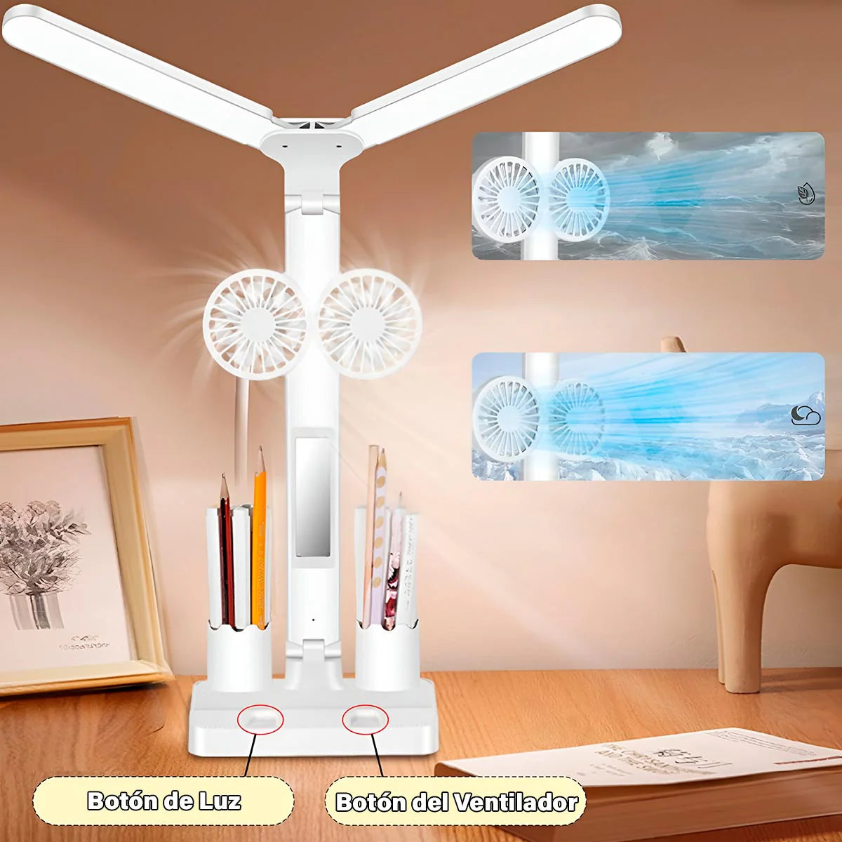 LAMPARA CON VENTILADOR DOBLE 7W CJ*30